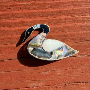 Elegant Abalone Shell Duck Brooch